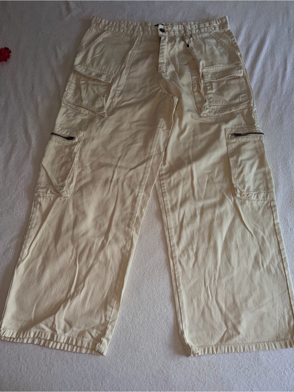 Boohooman Cream Utility Cargo Pants - Picture 3 of 11